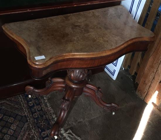 Victorian walnut card table